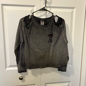 PINK Victoria's Secret Charcoal Cut-Out Long Sleeve Tee